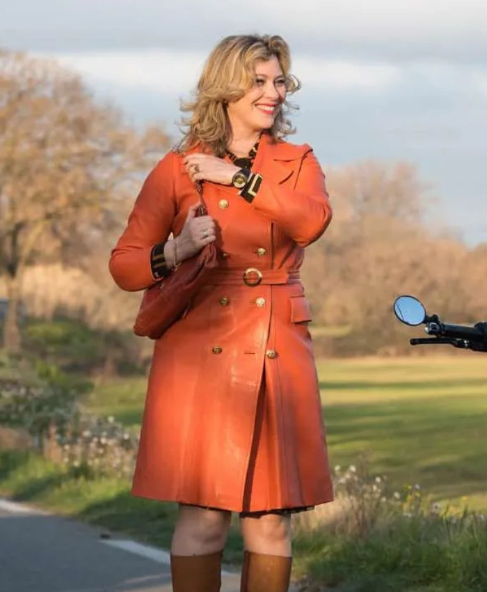 Renoir Cecile Bois Orange Leather Coat On Sale