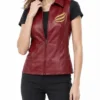 Resident Evil Claire Redfield Maroon Leather Vest Sale