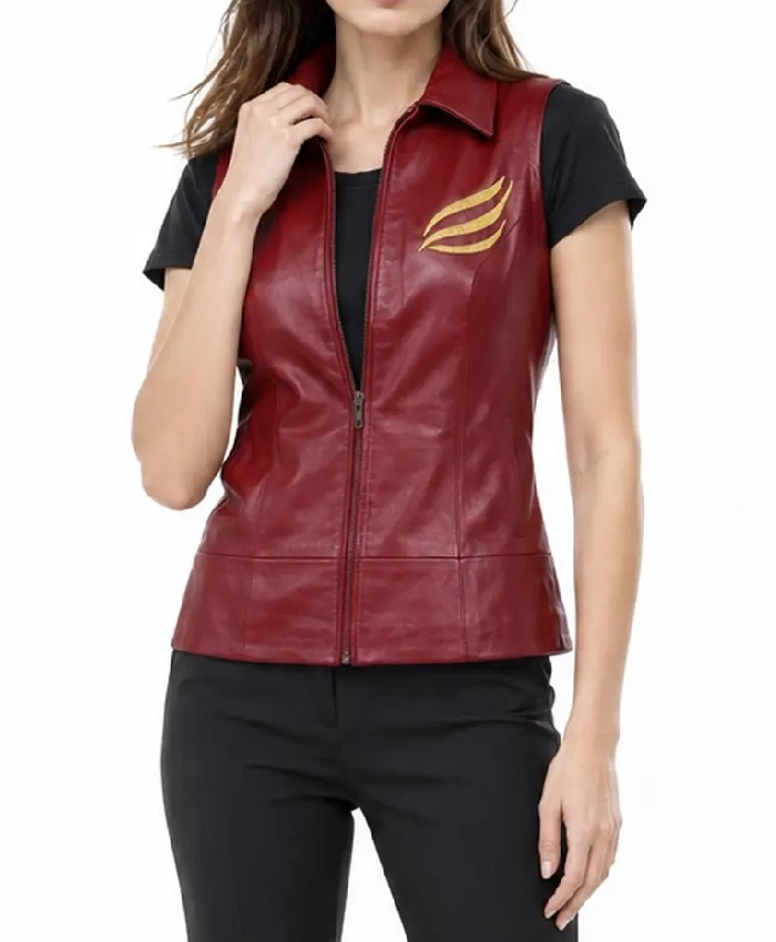 Resident Evil Claire Redfield Maroon Leather Vest Sale
