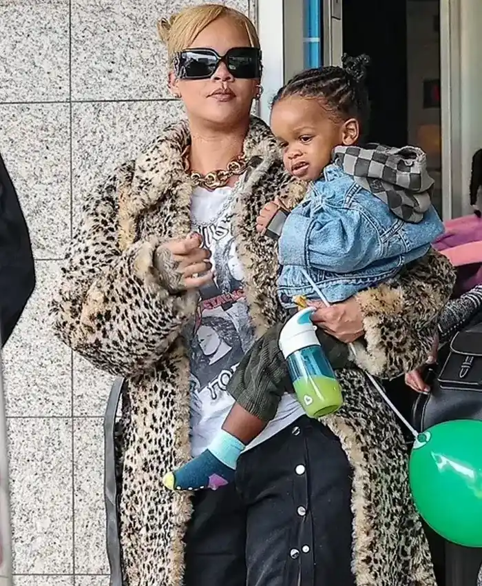 Rihanna Los Angeles Leopard Print Fur Coat