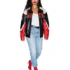 Rihanna Martine Rose Logo Patch Multicolor Leather Jacket