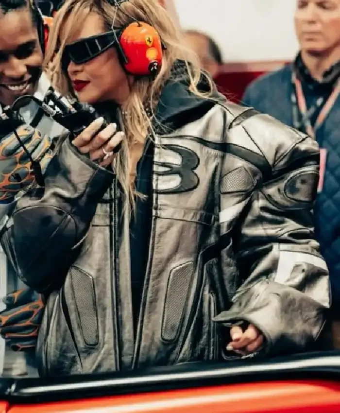 Rihanna Racing F1 Grand Prix of Las Vegas Black Racing Leather Jacket