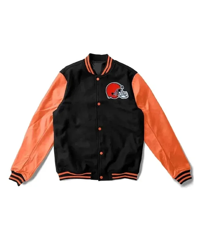 Riley Cleveland Browns Black and Orange Varsity Jacket