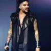 Roundhouse 2026 Adam Lambert Sleeves Less Black Leather Coat For Men