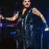 Roundhouse 2026 Adam Lambert Sleeves Less Black Leather Long Coat