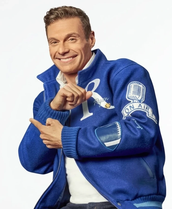 Ryan Seacrest American Idol On Air Branding Blue Varsity Jacket