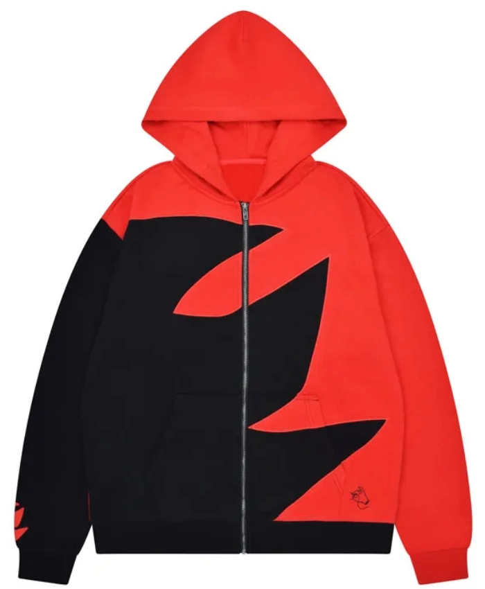 SEGA Universe Character Sonic Shadow the Hedgehog Red and Black Fleece Jacket
