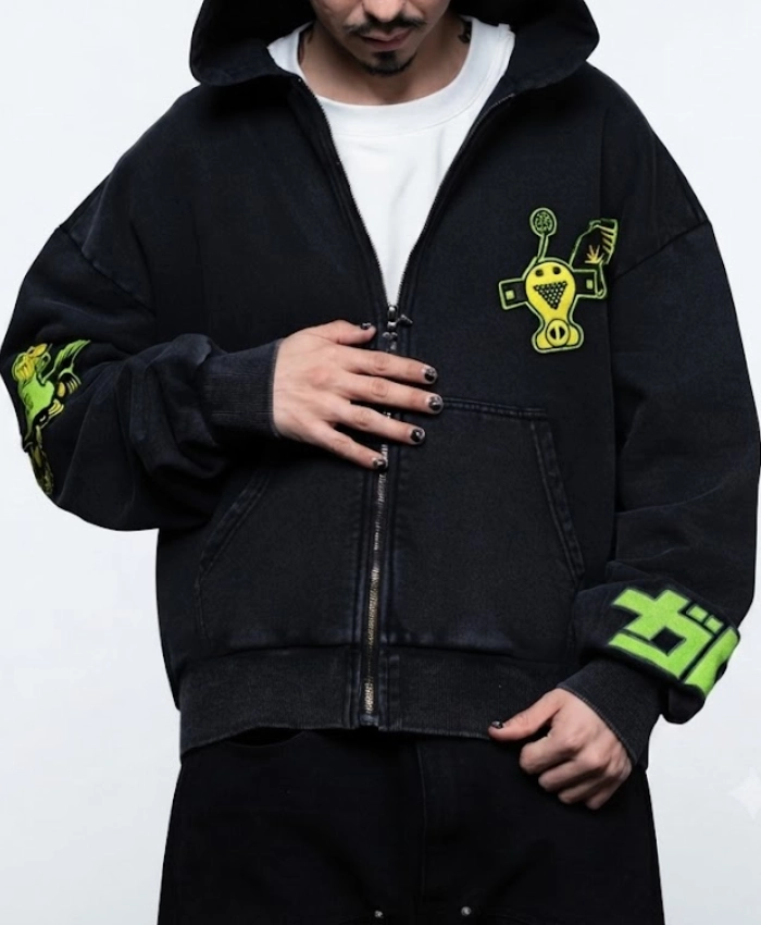 SEGA Video Game Jet Set Radio Lime Green Patch Black Jacket