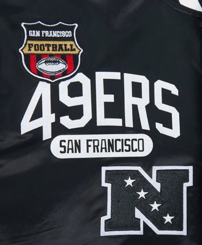 San Francisco 49ers Black Full Snap Satin Jacket