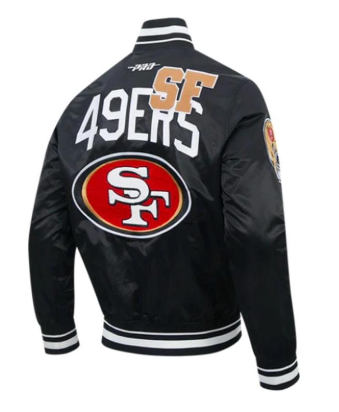 San Francisco 49ers Black Letterman Satin Jacket