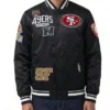 San Francisco 49ers Letterman Full Snap Satin Jacket