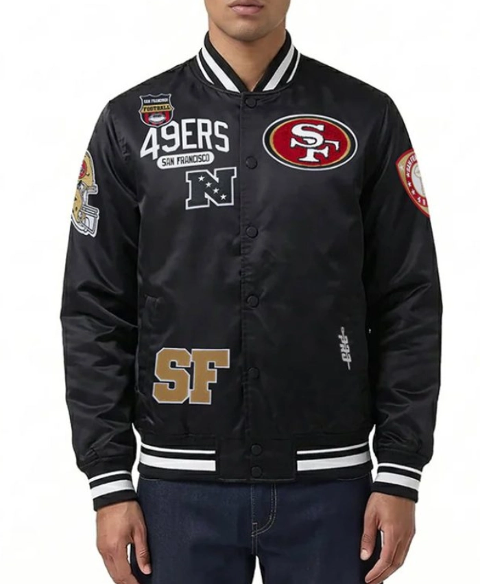 San Francisco 49ers Letterman Full Snap Satin Jacket