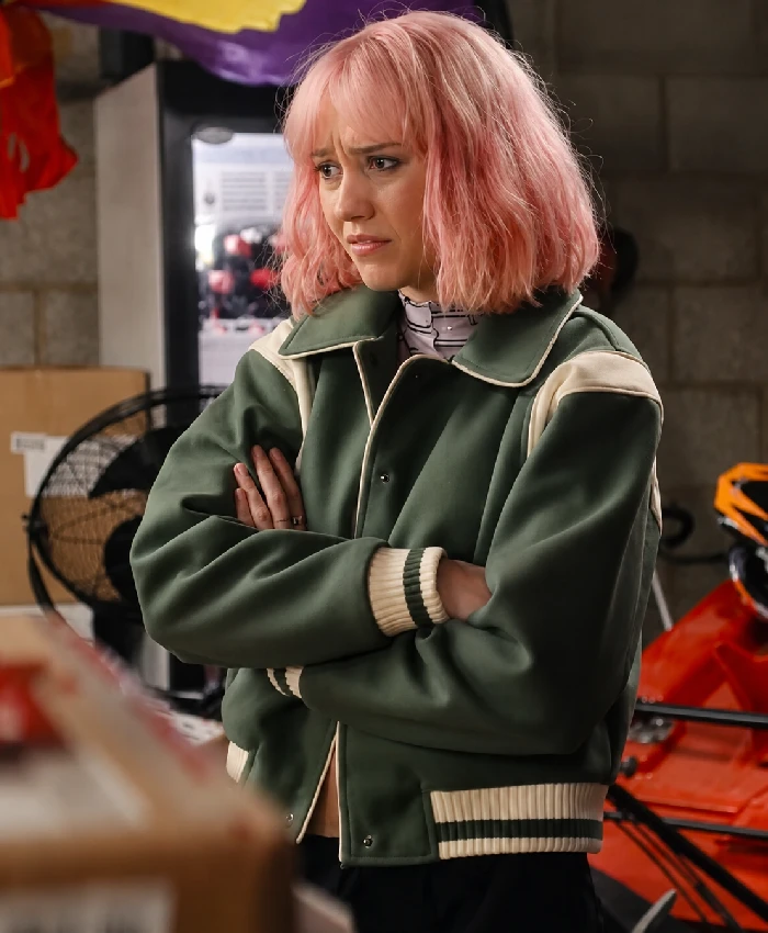 Scarlett Rayner TV Series Trying 2026 Green Wool Track Jacket