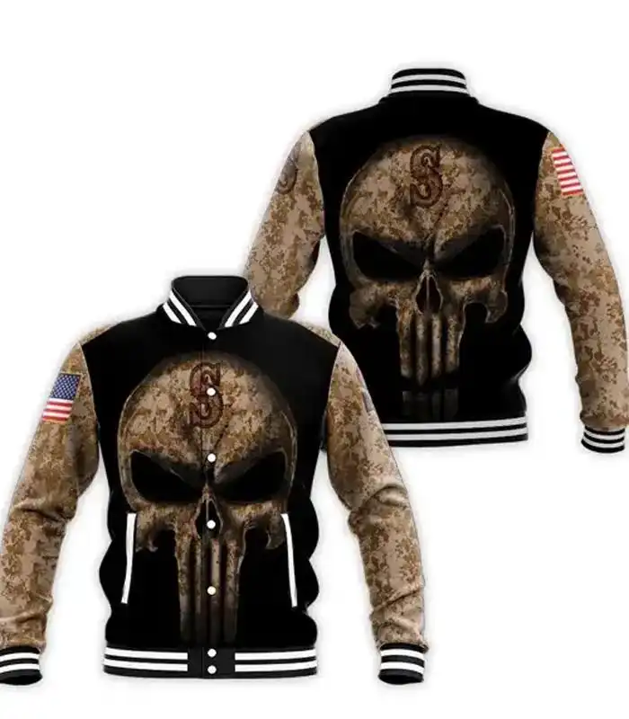 Seattle Mariners Skull Varsity Jacket - Image 2