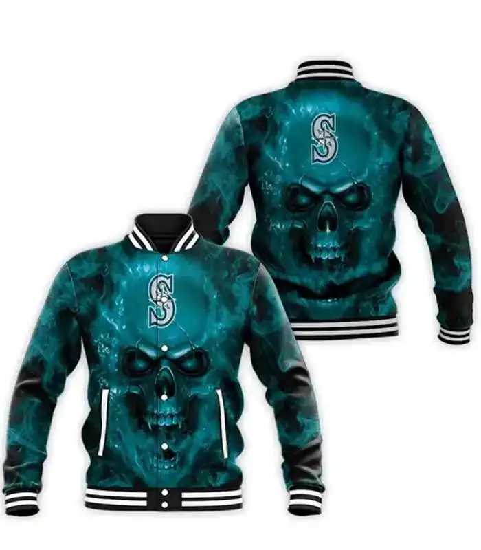 Seattle Mariners Skull Varsity Jacket