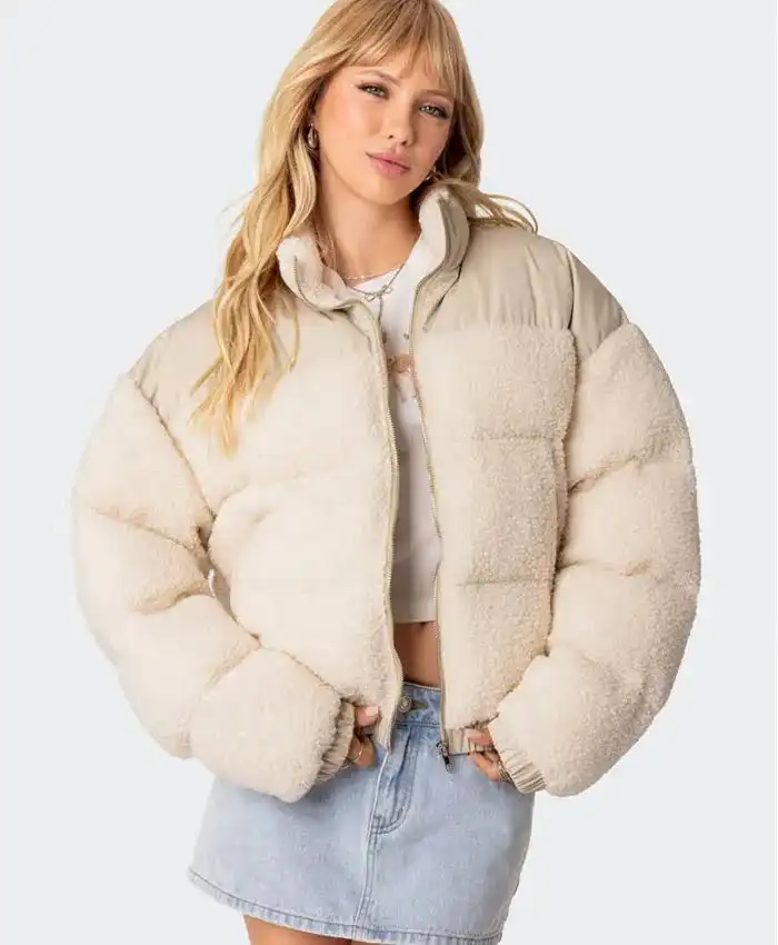 Sherpa Leather Jacket Womens
