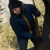Shop Anna Pigeon S01 Blue and Yellow Puffer Jacket