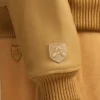 Shop Avirex Script Nappa Leather Tan Hoodie