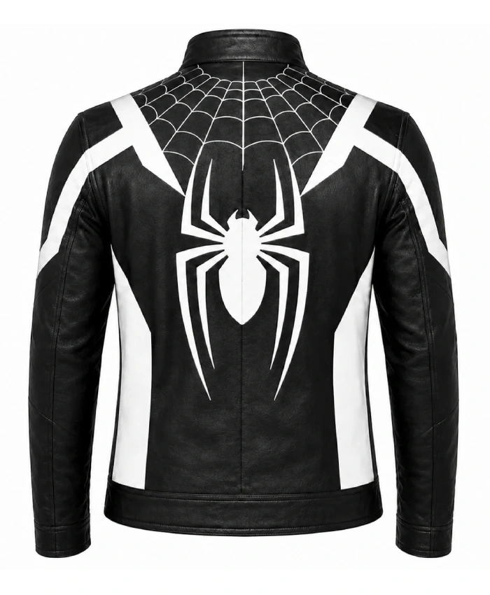 Spiderman Brand New Day 2026 Spider Web Black and White Biker Leather Jacket