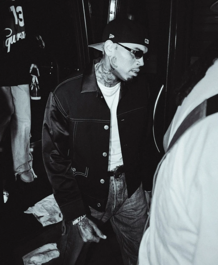 Shop Chris Brown Boston Black Denim Jacket