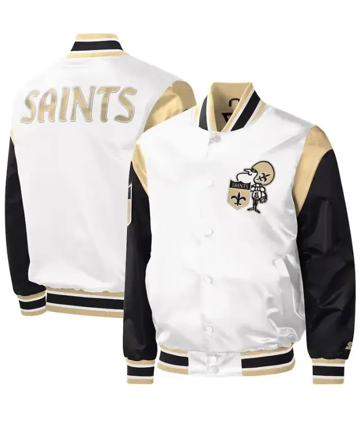 Shop Men And Women New Orleans Saints Satin Jacket White