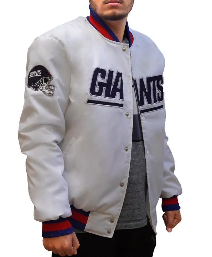 Shop NFL Elvie Lowe White New York Giants Jacket For Men And Women