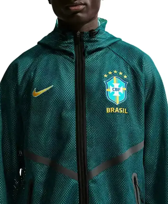 Shop Nike Adult Brazil World Cup Home Prematch Anthem Green Jacket