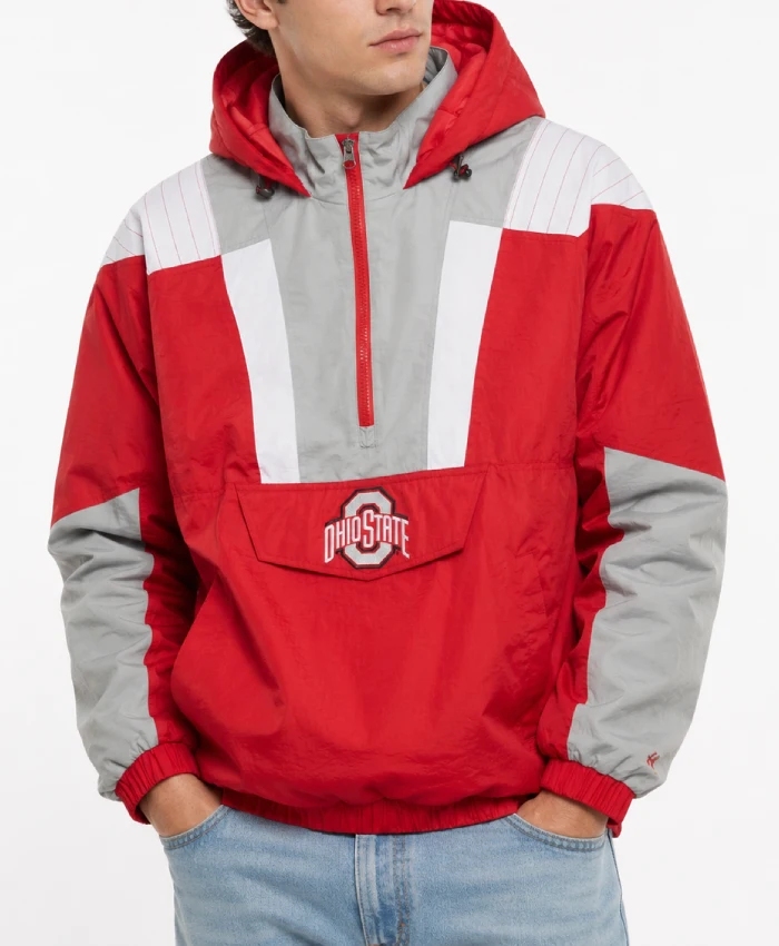 Shop Now 90s Ohio State Half Zip Red Pullover Jacket