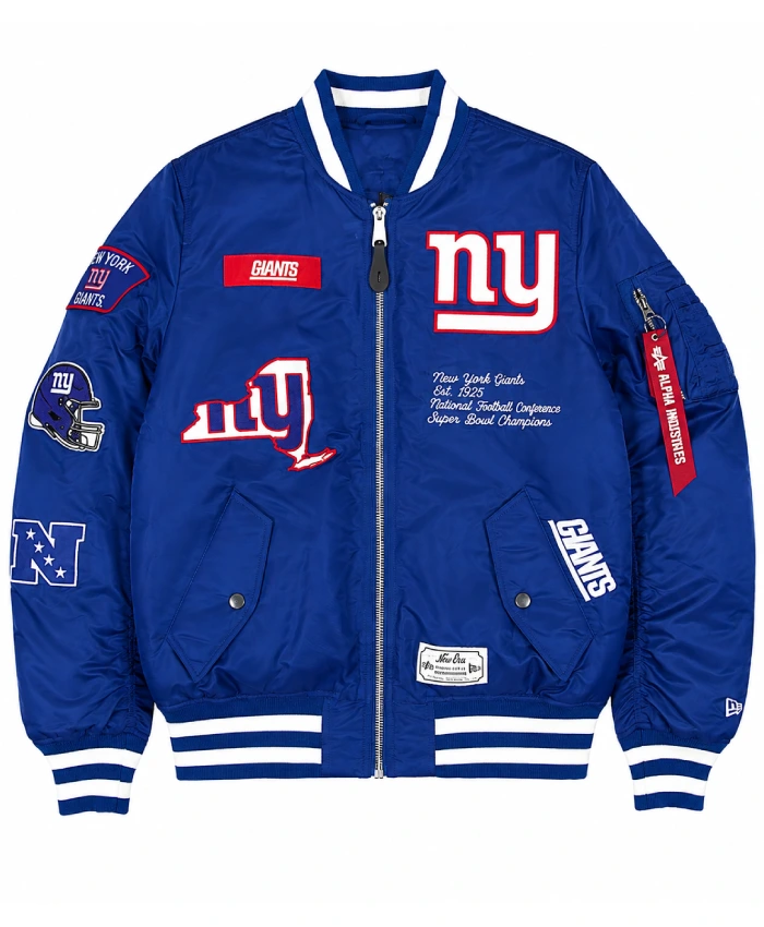 Shop Now Alpha Industries MA1 Blue Nylon Bomber Jacket