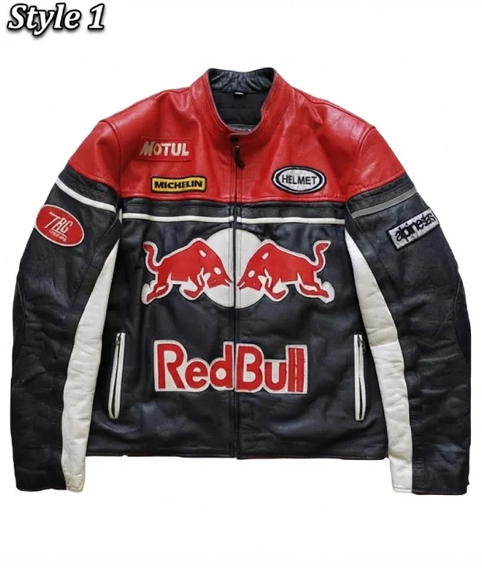 Shop Now Red Bull Bike Racing Leather Jacket For Sale