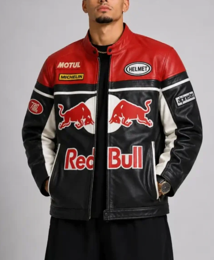 Shop Now Red Bull Bike Racing Red Leather Jacket For Sale