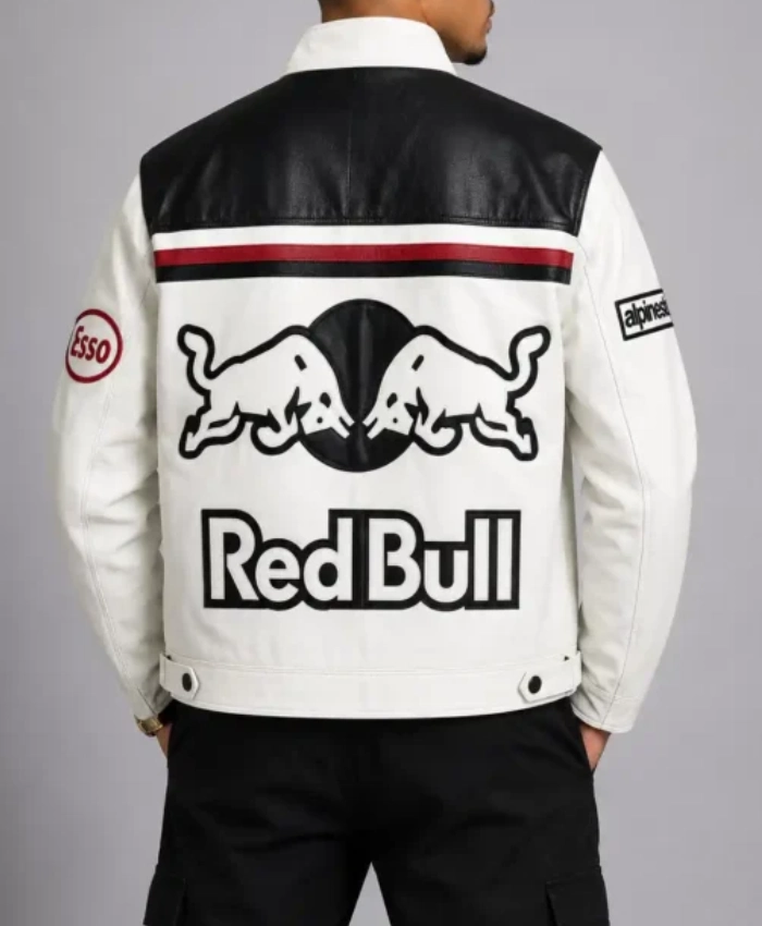 Shop Now Red Bull Bike White Racing Leather Jacket For Sale