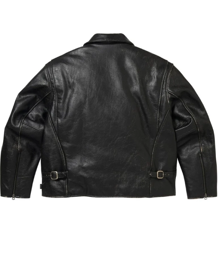 Shop Now Supreme x Schott Distressed Leather Zip Up Jacket Sale