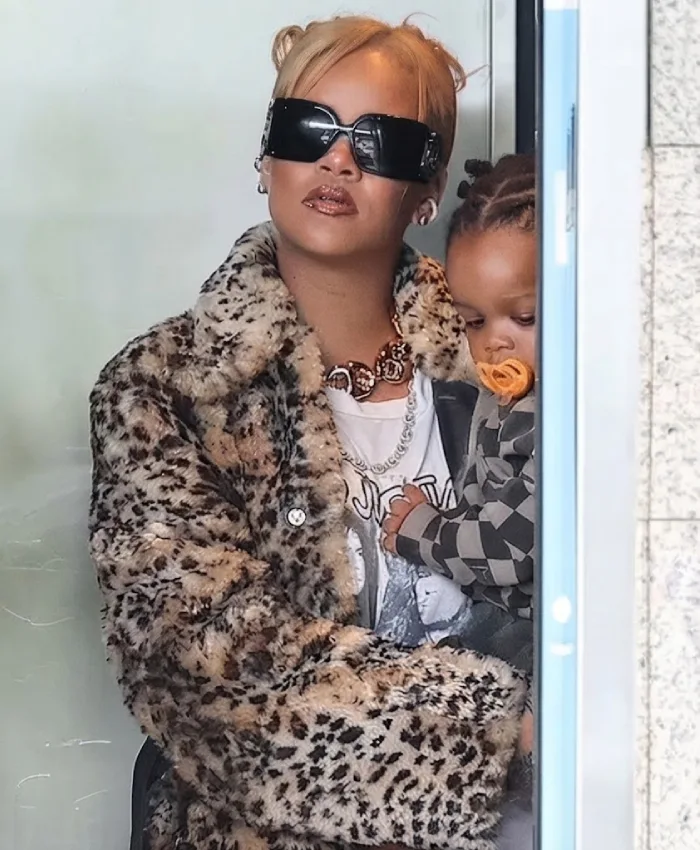 Shop Rihanna Los Angeles Leopard Print Fur Coat