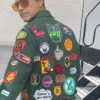 Shop Robert Downey Jr Marvel Patch Green Jacket
