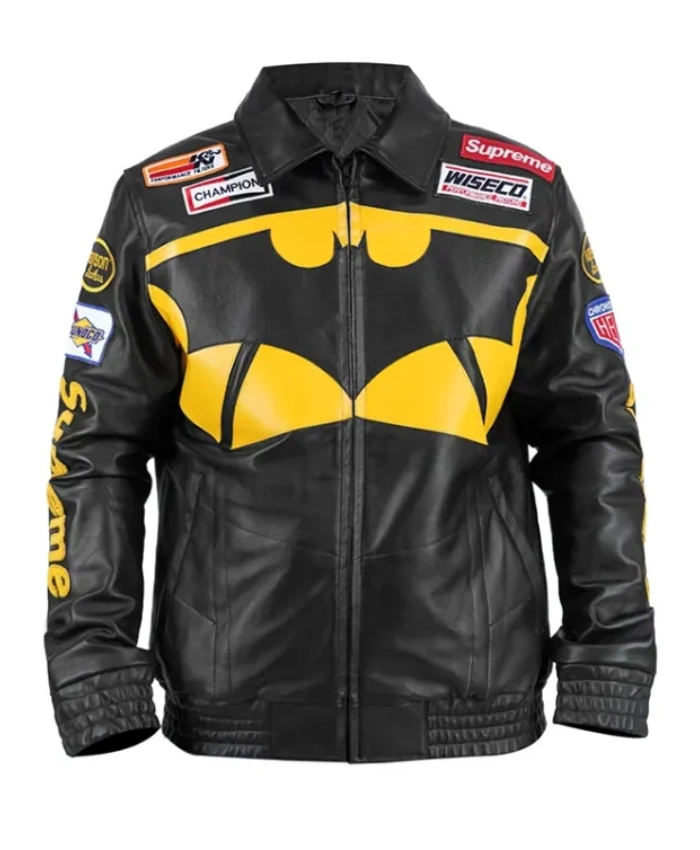 Shop Supreme x The Batman Gotham City Black Leather Jacket