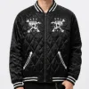 Skull and Crossbone Quilted Black Jacket Mens
