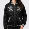 Skull and Crossbone Quilted Black Jacket Womens