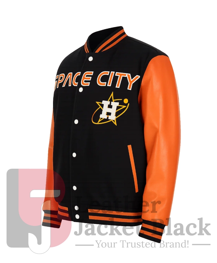 Space City Houston Astros Black And Orange Varsity Jacket For Sale Now