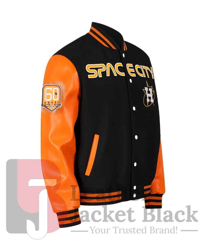 Space City Houston Astros Varsity Jacket Black And Orange