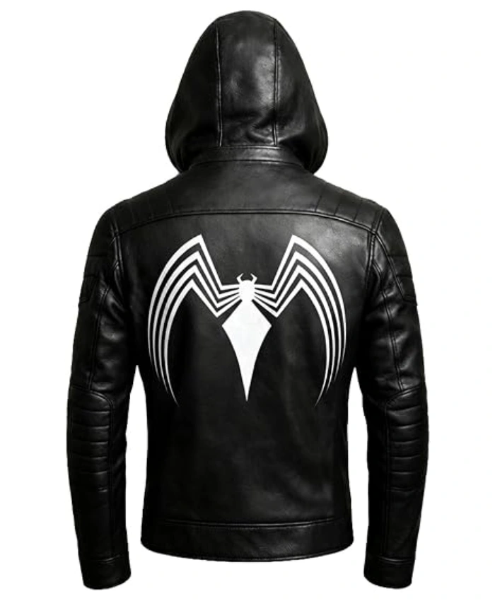 Spider Classic Men Web Black Leather Jacket