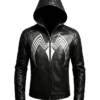 Spider Classic Men Web Black Biker Leather Jacket