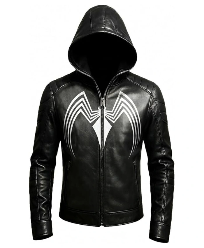 Spider Classic Men Web Black Biker Leather Jacket