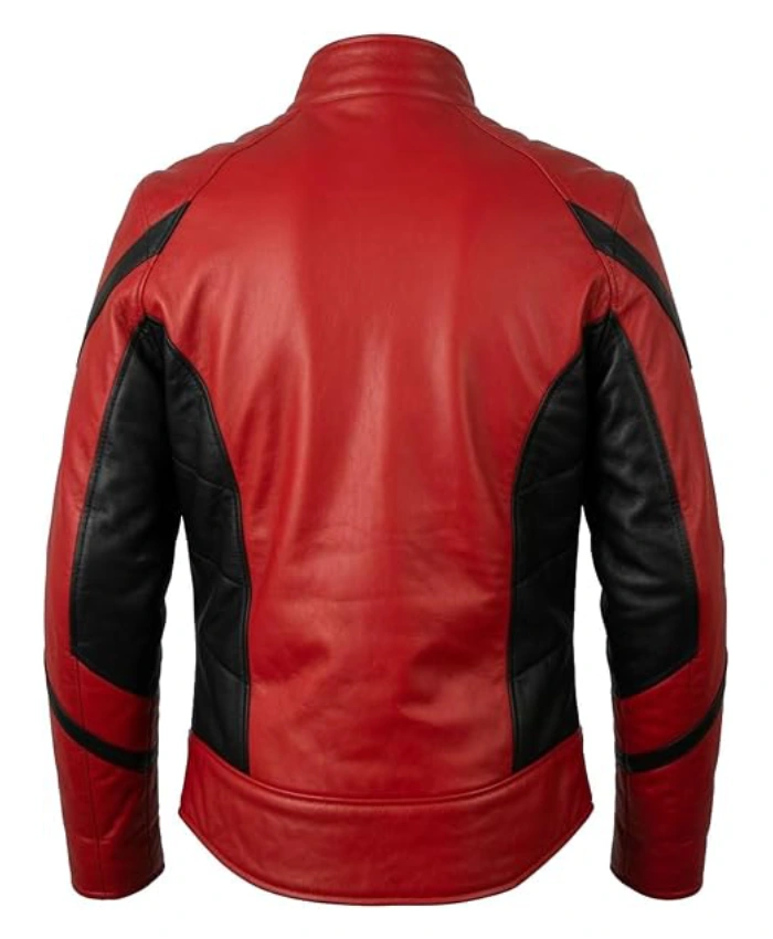 Spider Classic Men Web Red and Black Biker Leather Jacket