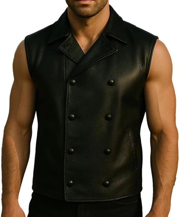 Spider Embossed Double Breasted Vest