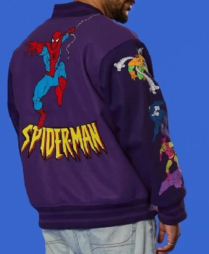 Spider Man 90’s Purple Varsity Jacket Men