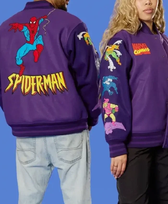 Spider Man 90’s Purple Varsity Jacket
