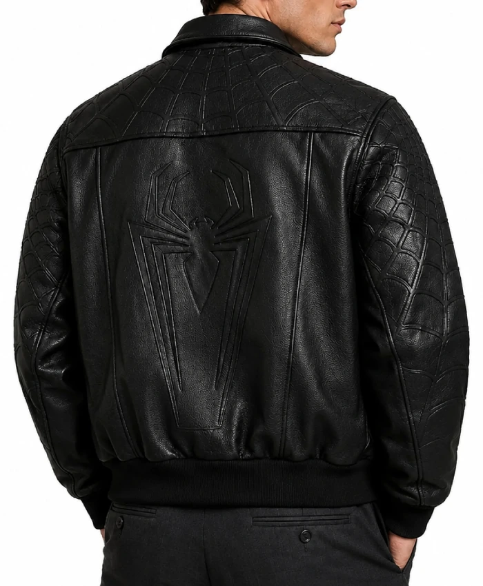 Spider-Man Brand New Day Black Sheepskin Embossed Leather Jacket