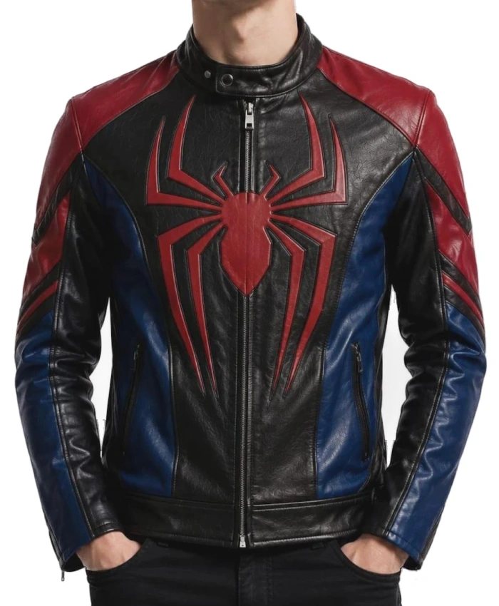 Spider-Man Multicolor Leather Biker Jacket