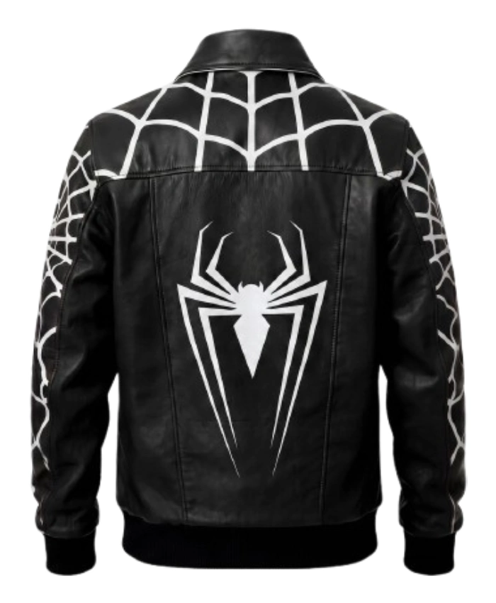 Spider-Man Venom Symbiote spider Web Bomber Real Leather Jacket